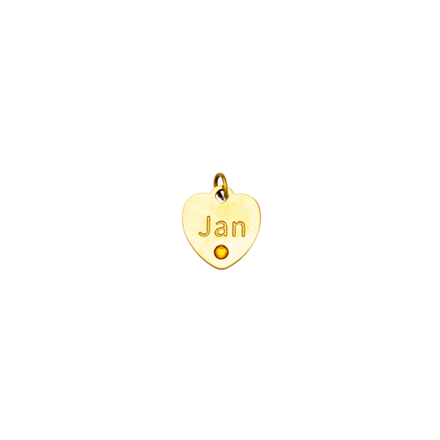 Birthstone CZ Heart Charm