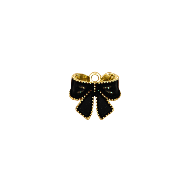 Vintage Black Enamel Bow Charm