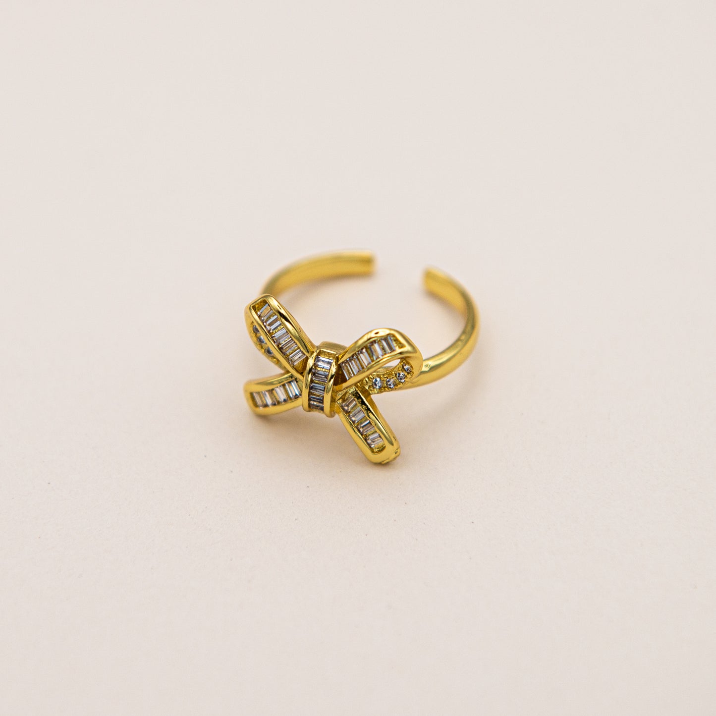 Baguette Micro Pave' Bow Ring