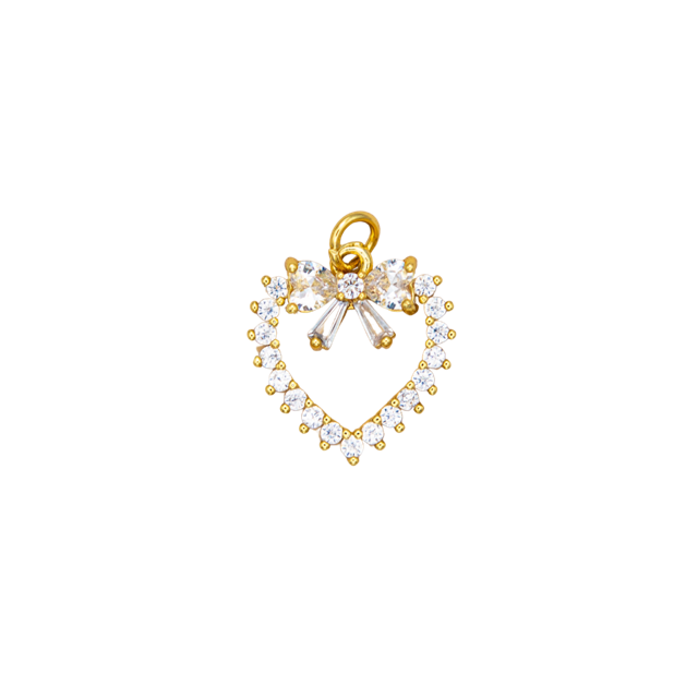 CZ Open Heart ribbon Bow Charm