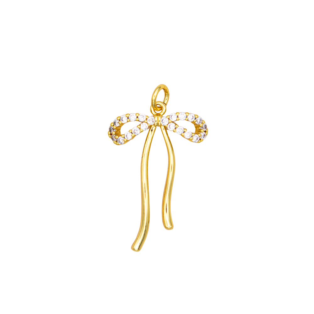 Micro Pave Cz Ribbon Charm