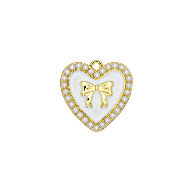 Enamel Heart Bow Pearl