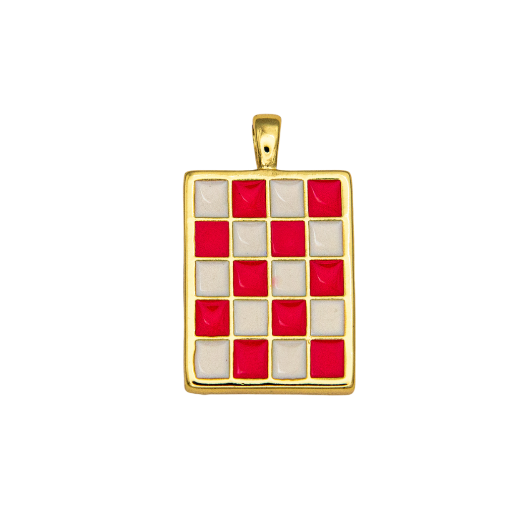 Checkered Rectangle Pendant Charm
