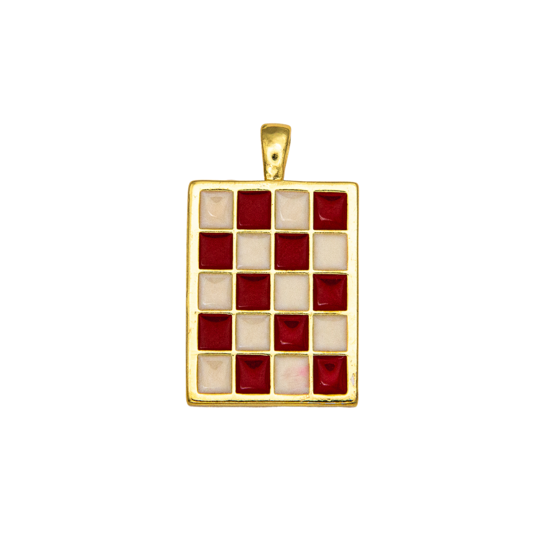 Checkered Rectangle Pendant Charm