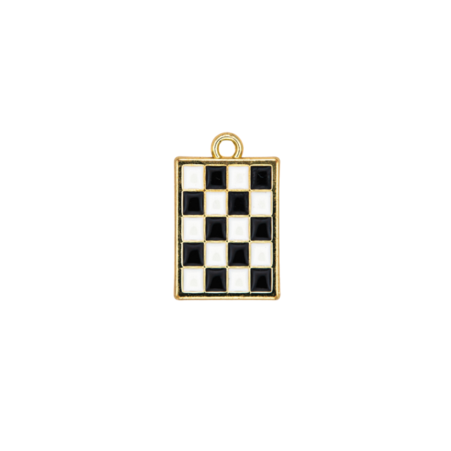Checkered Rectangle Pendant Charm