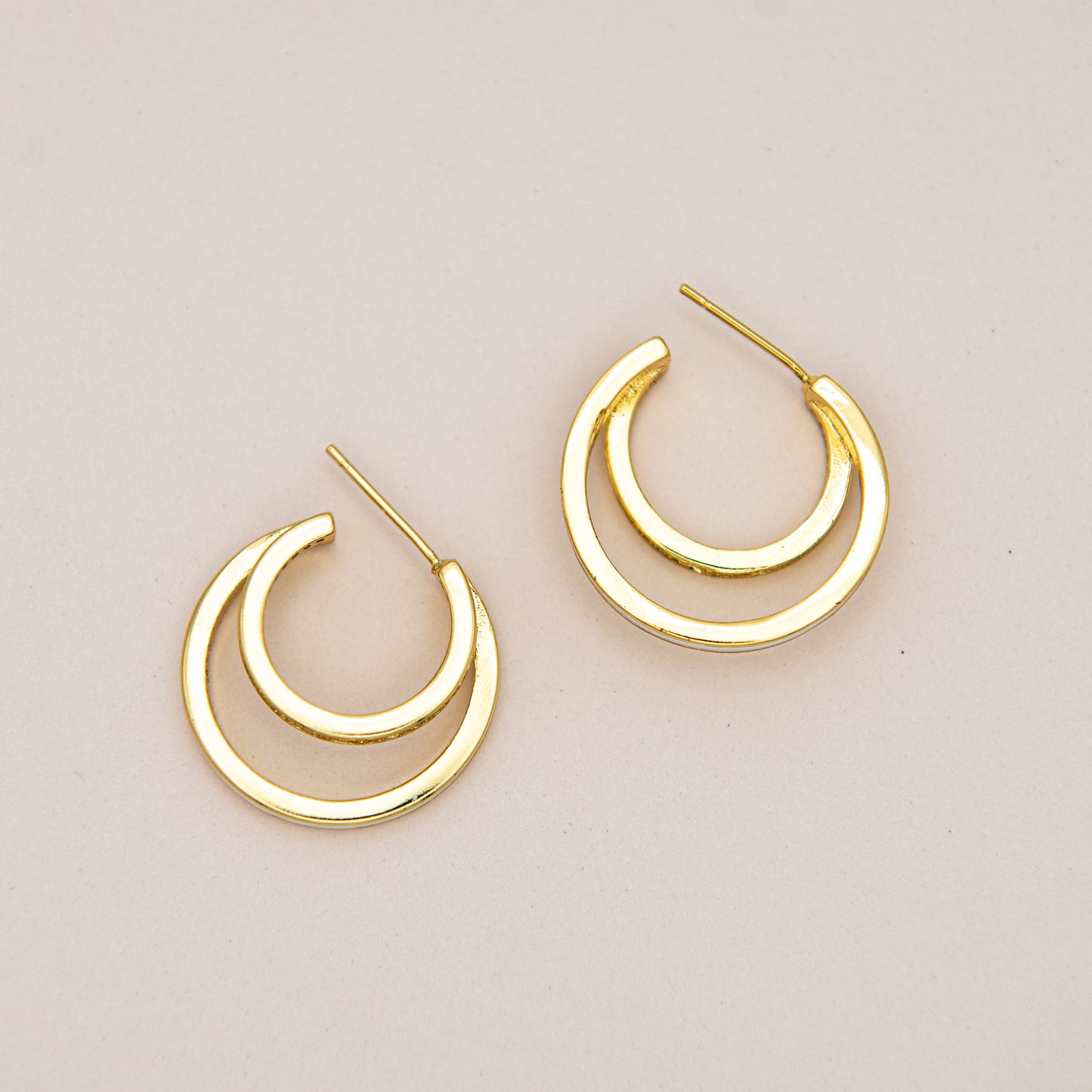 Enamel Double Hoop Earrings