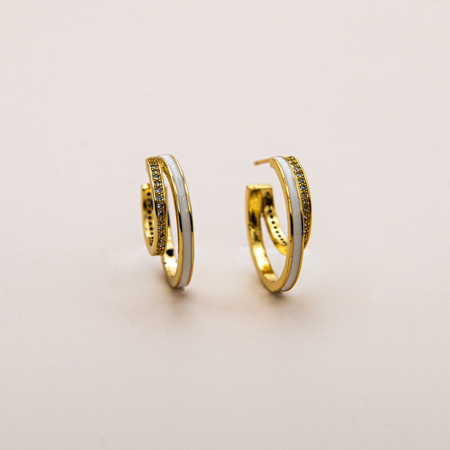 Enamel Double Hoop Earrings