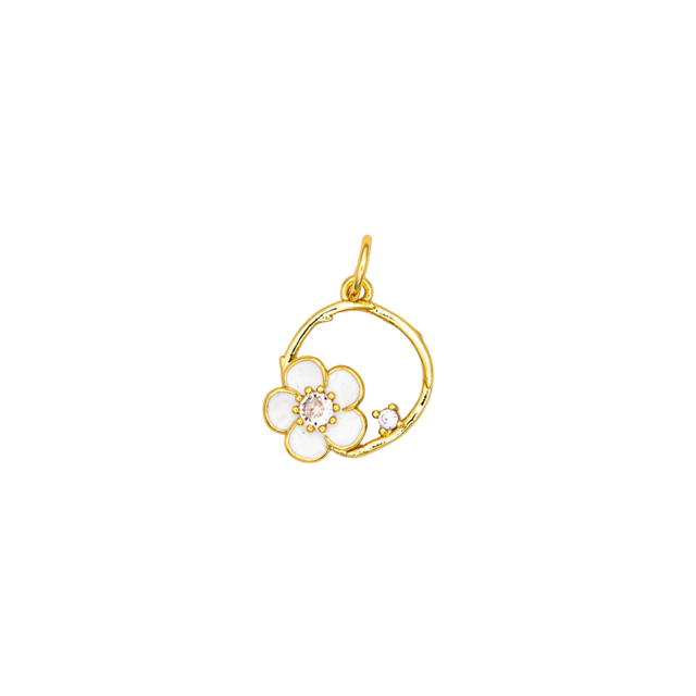 White Clover CZ Gold Charm