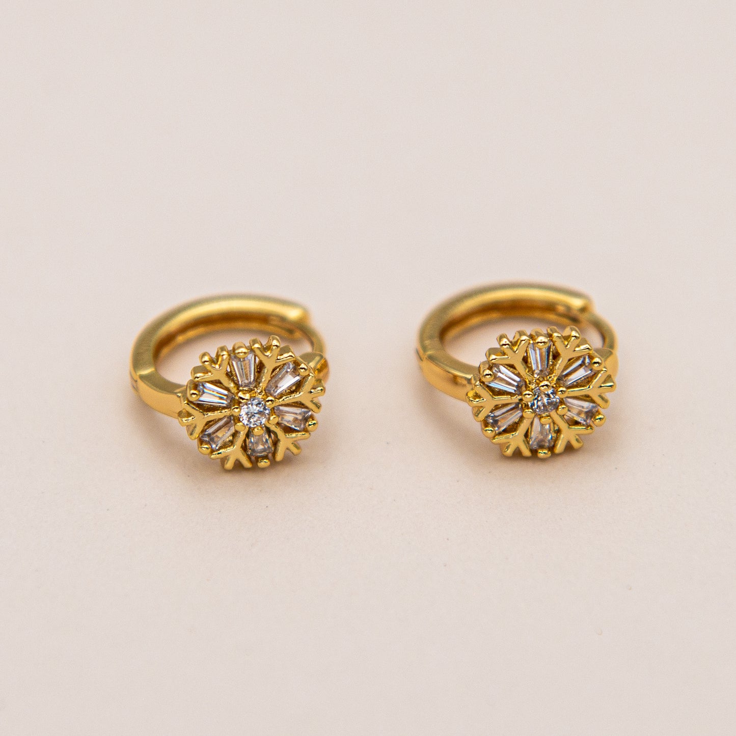 Snowflake Baguette Huggie Earrings