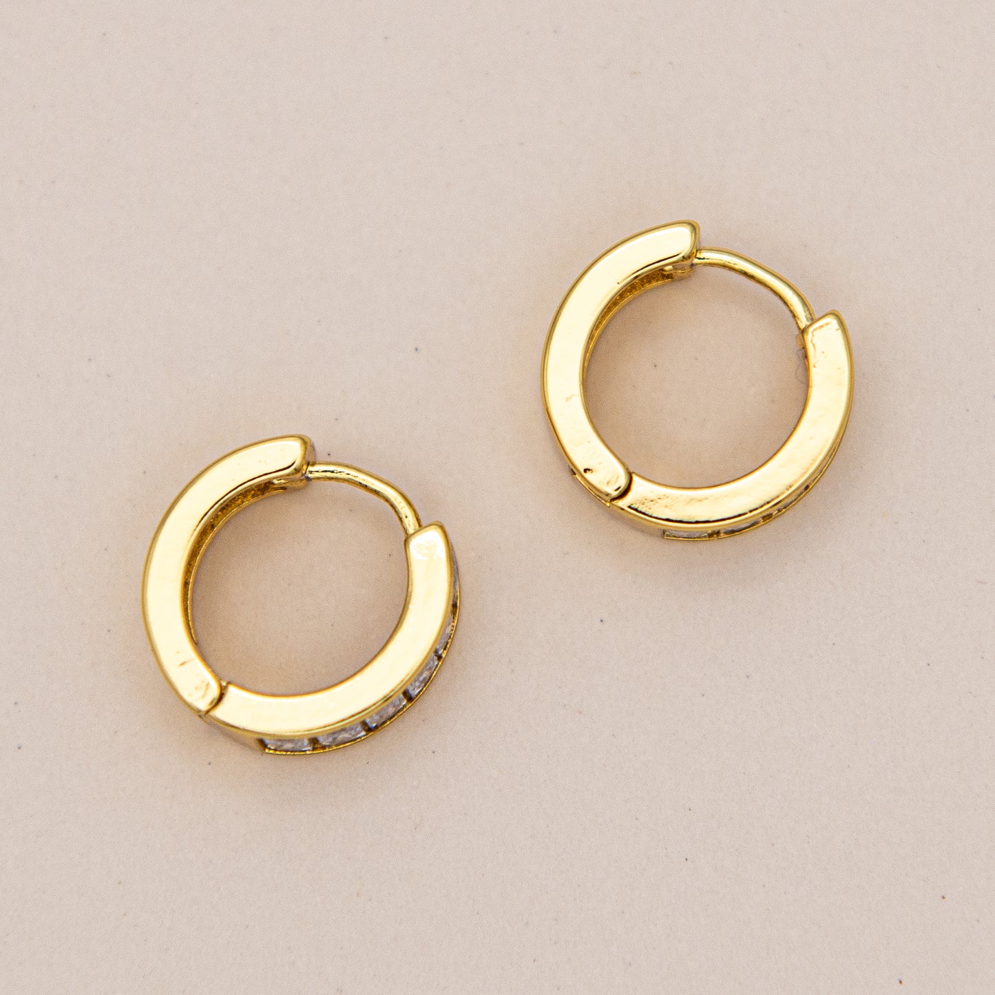 Clear Baguette Small Gold Huggies