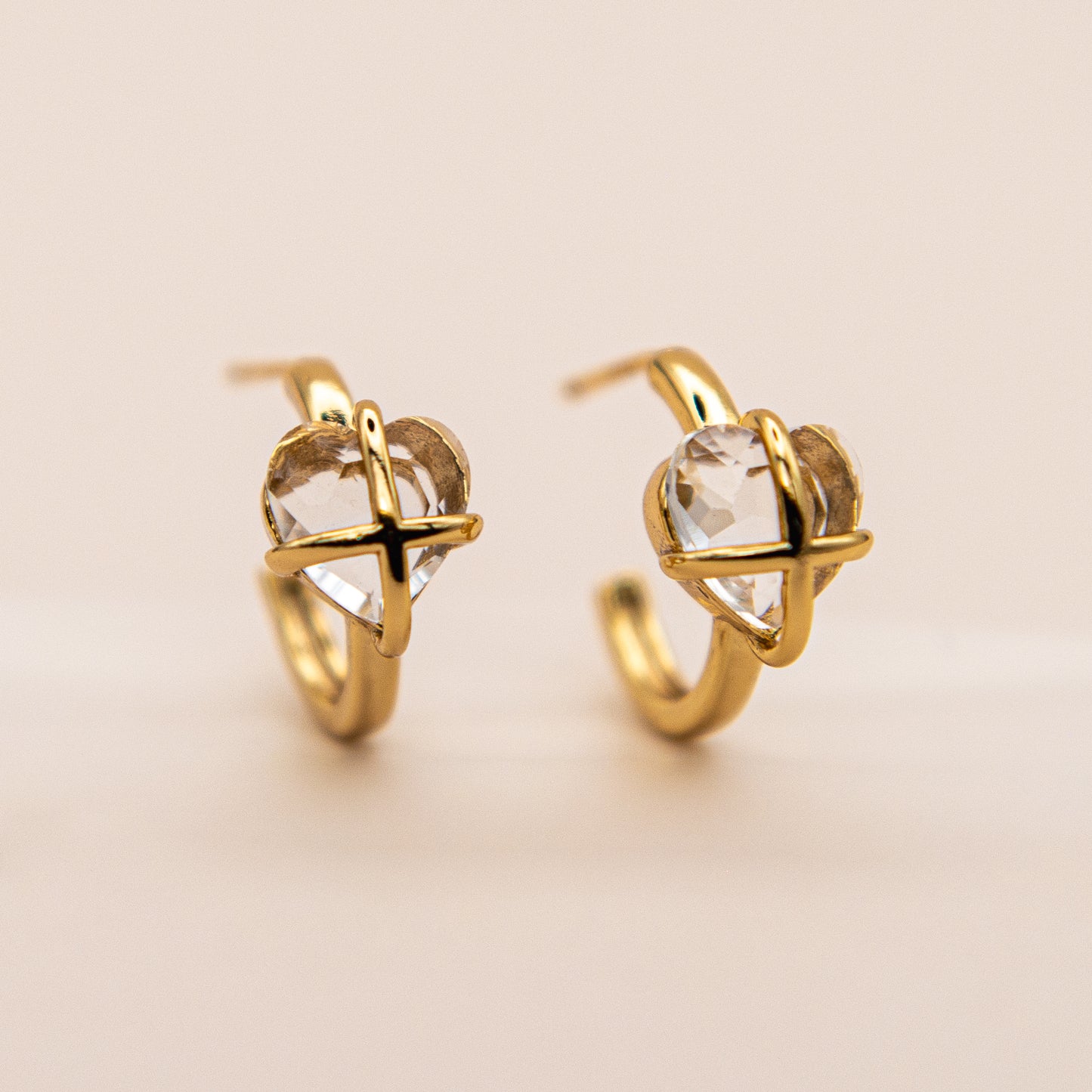 Dainty Crystal Heart Wrap Earring