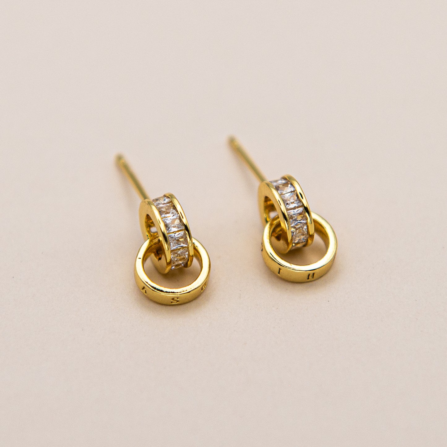 Baguette CZ Drop Stud Earrings