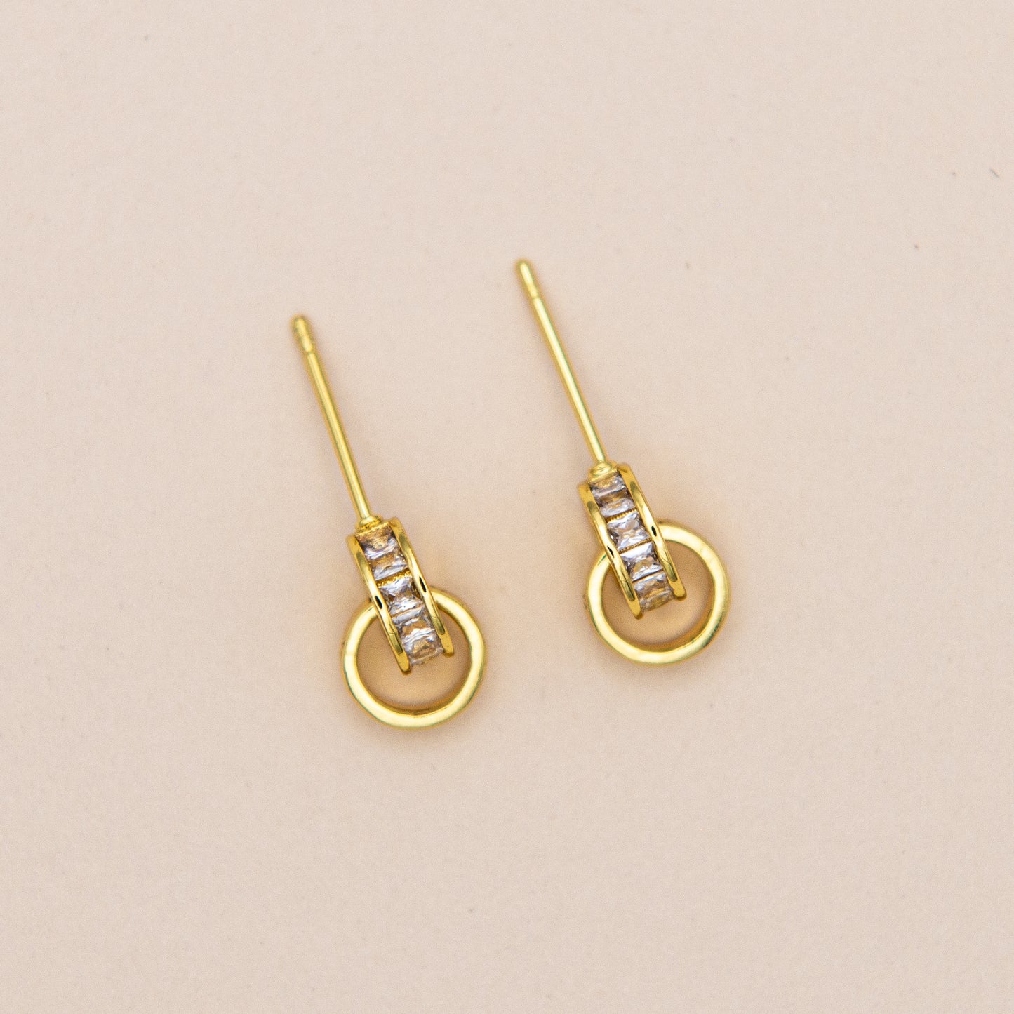 Baguette CZ Drop Stud Earrings