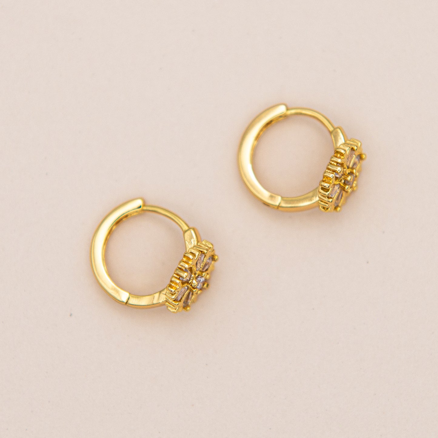 Snowflake Baguette Huggie Earrings