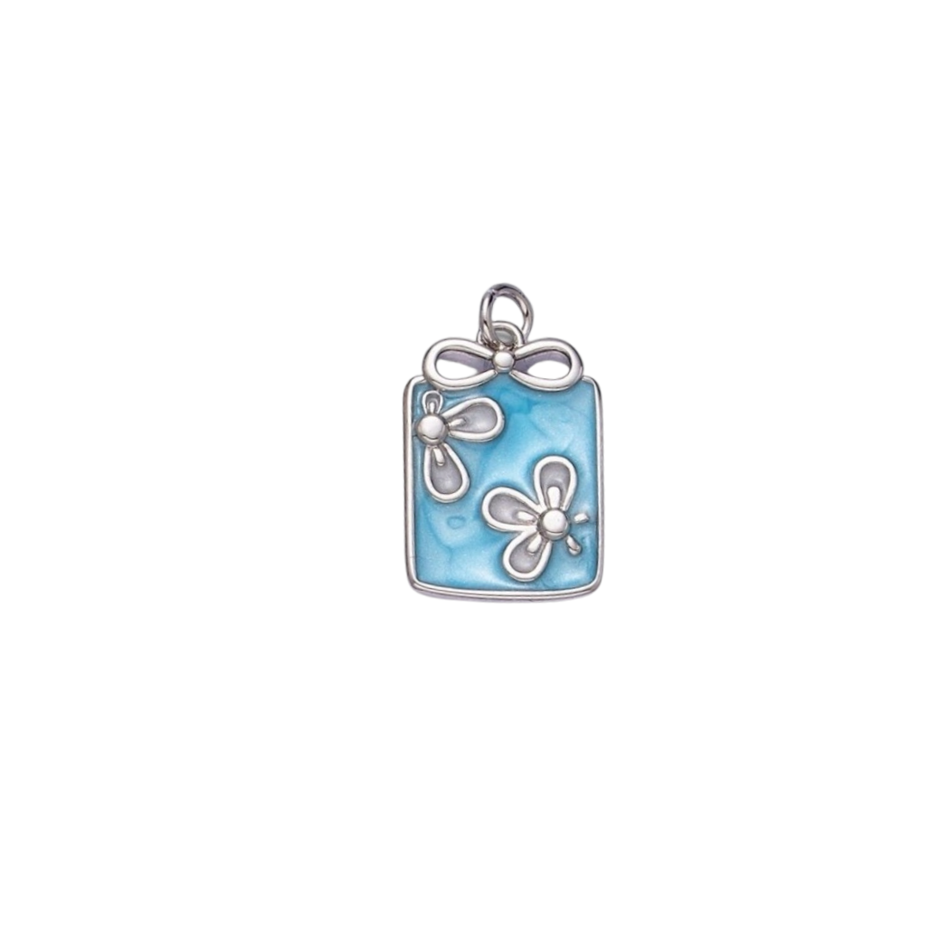 Rectangular Enameled Flower