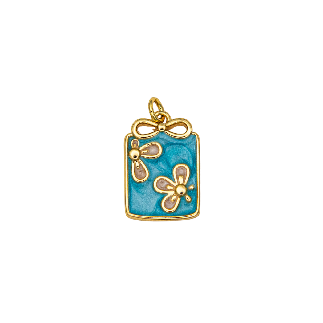 Rectangular Enameled Flower