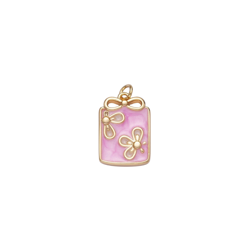 Rectangular Enameled Flower