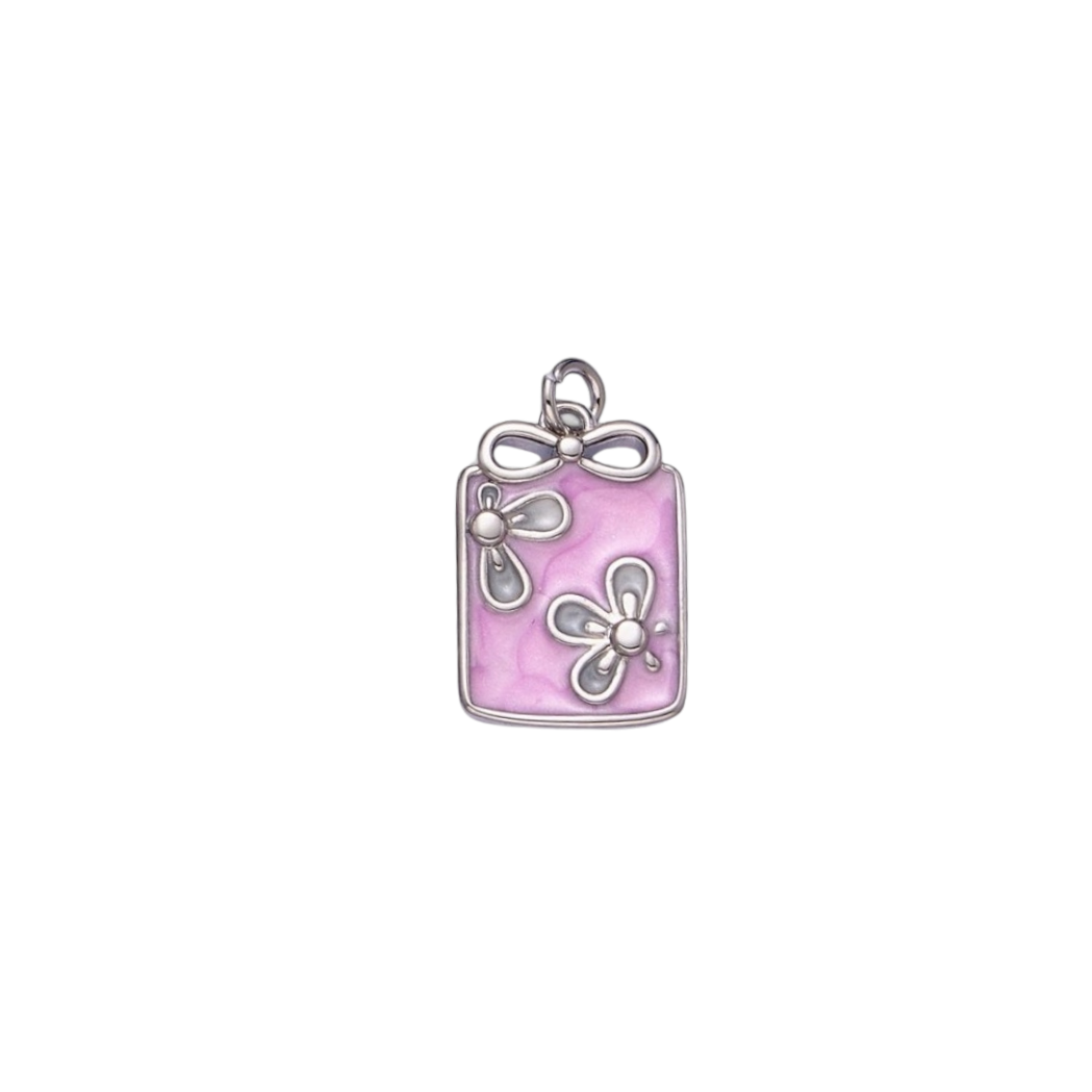 Rectangular Enameled Flower