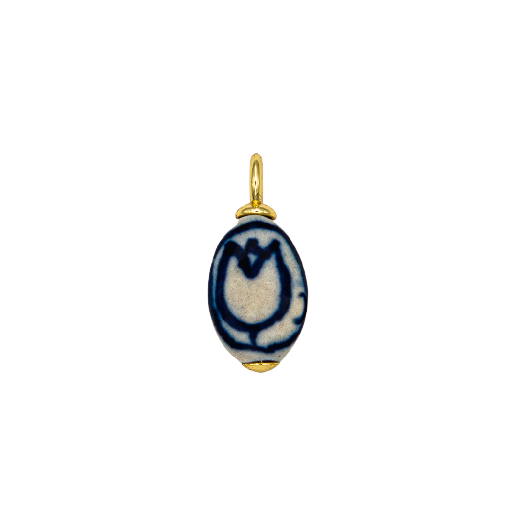 Blue Single Tulip Ceramic Charm