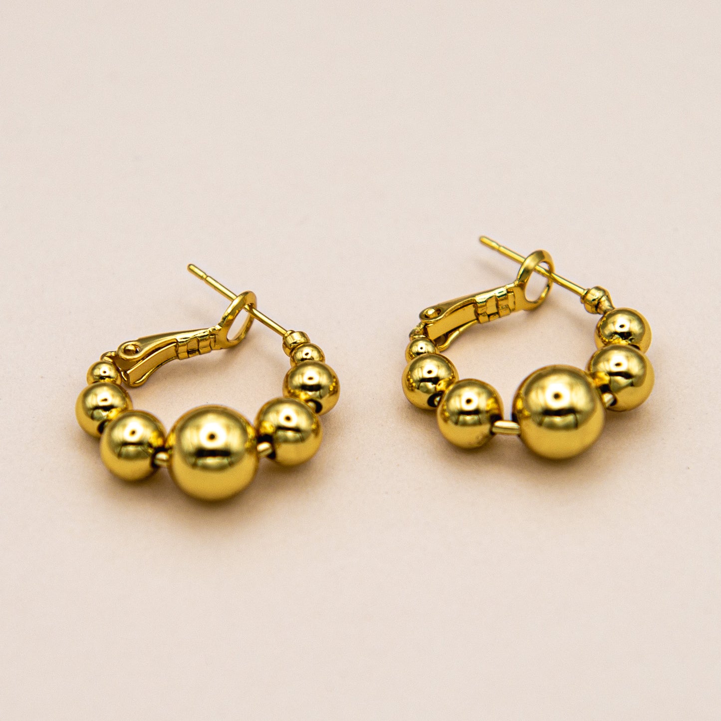 Half Round Gold Ball Earrings