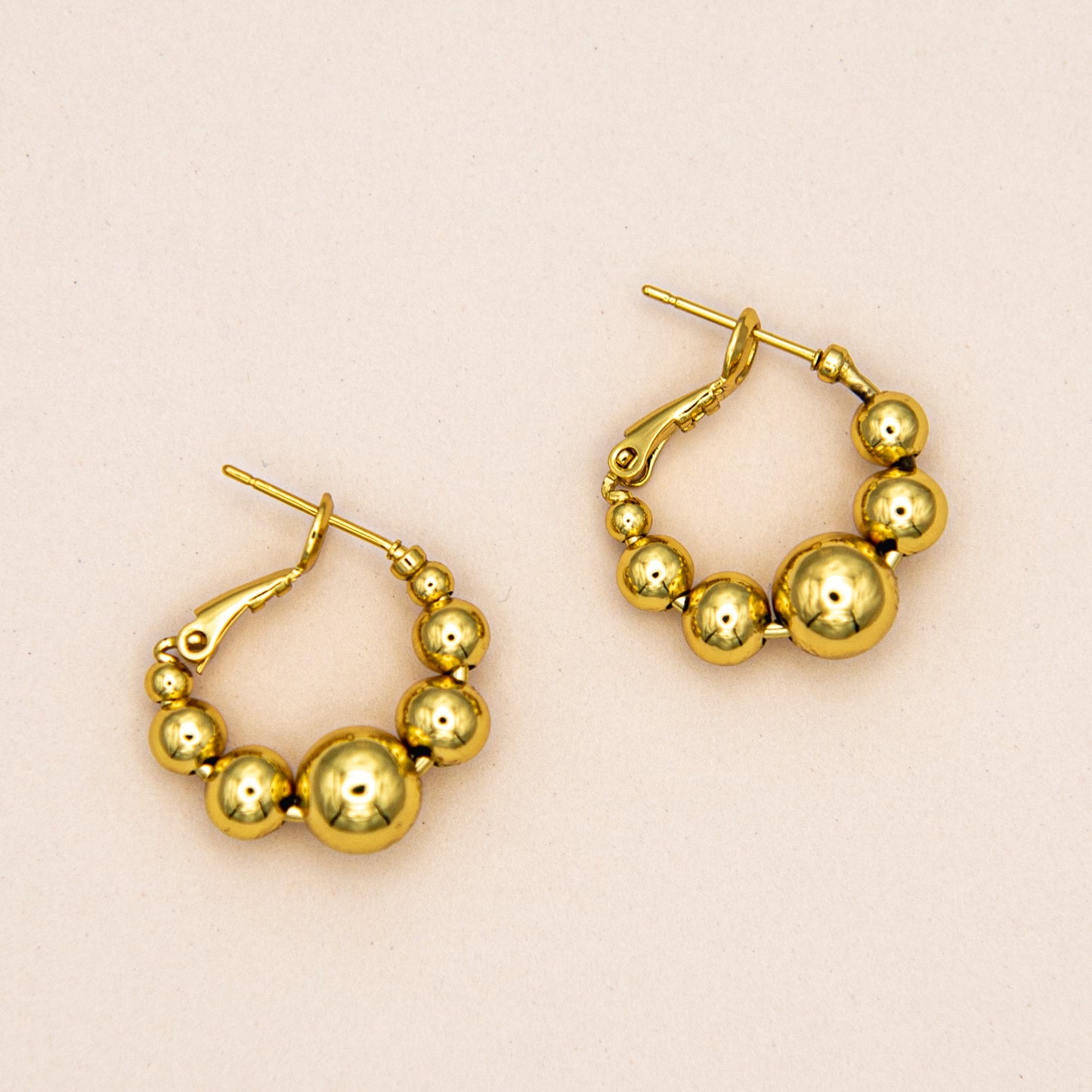 Half Round Gold Ball Earrings