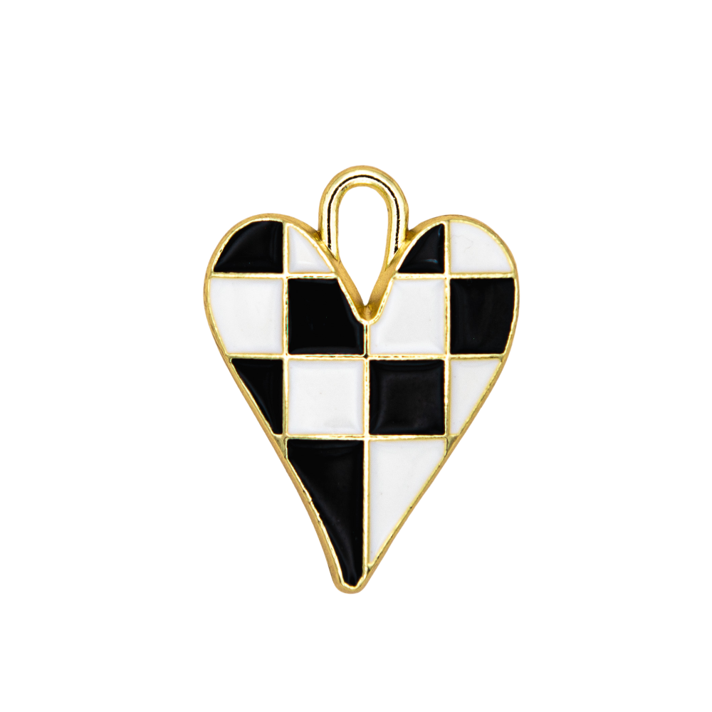 Checkered Heart Charm