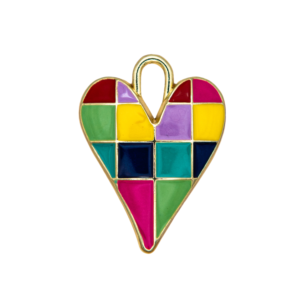 Checkered Heart Charm