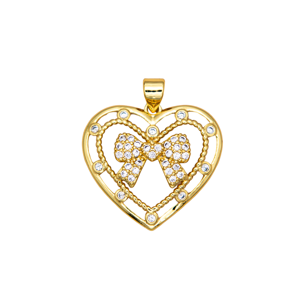 Heart and Bow CZ Knot Charm