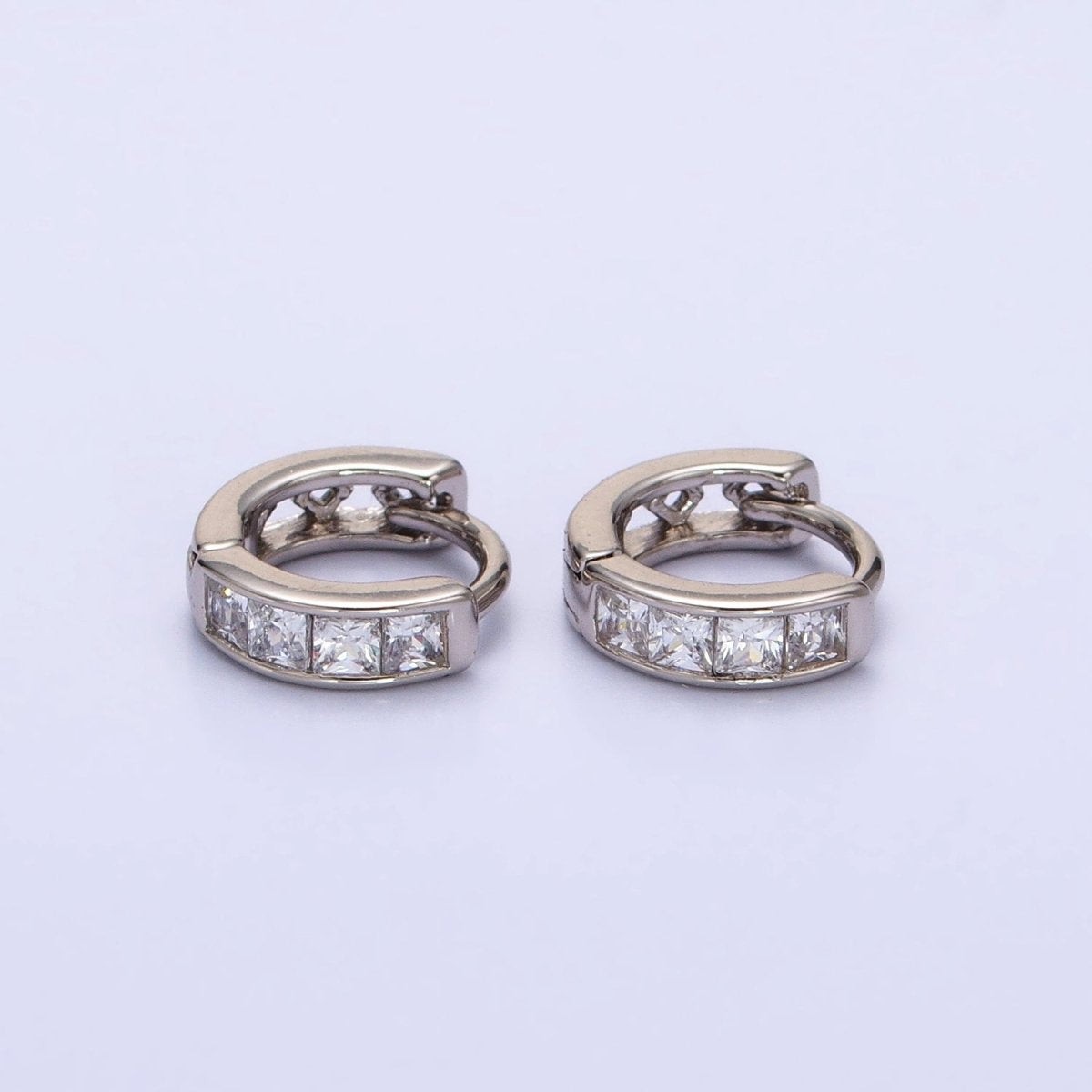 Square CZ Silver Cartilage Huggie's