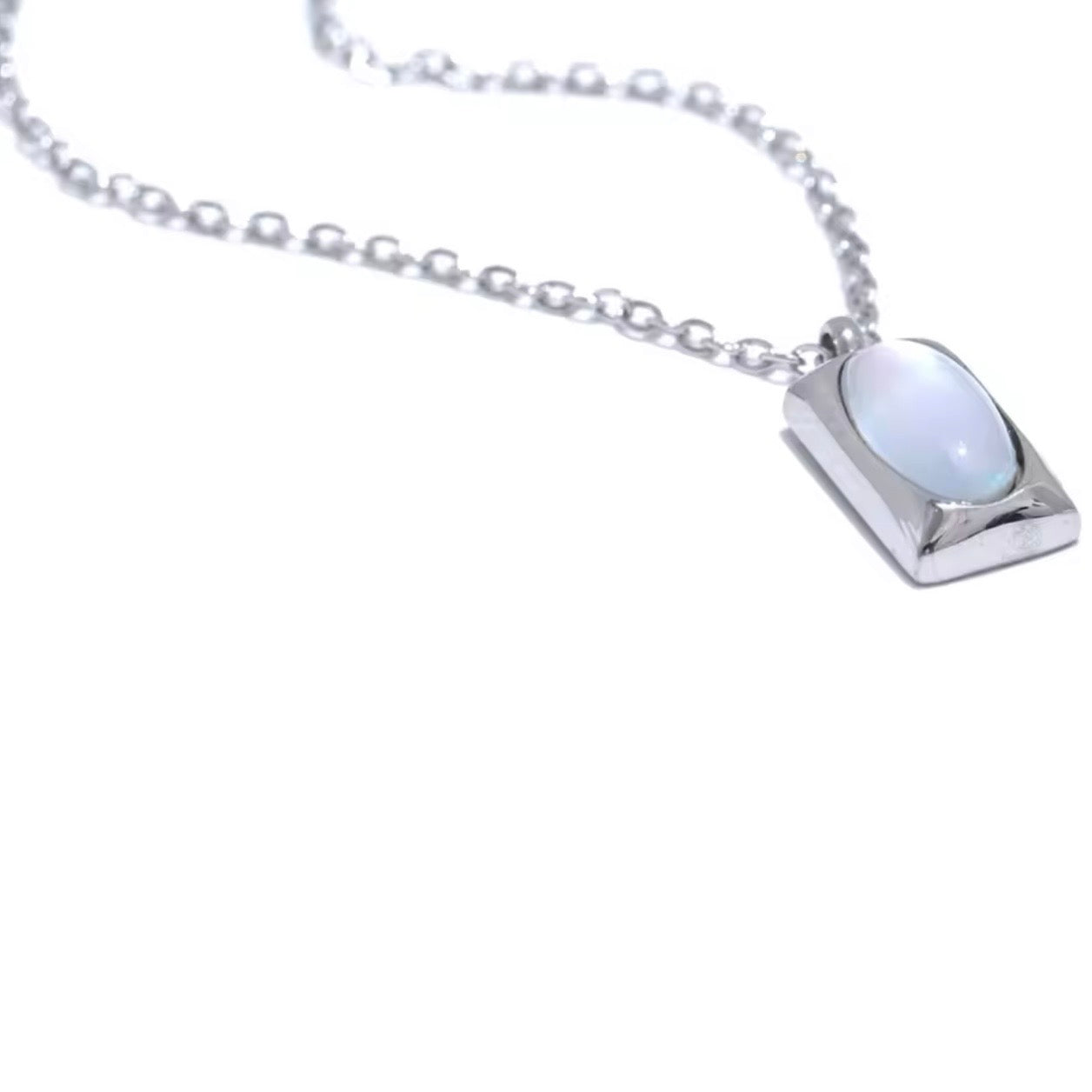 Natural Stone Shell Rectangle Necklace