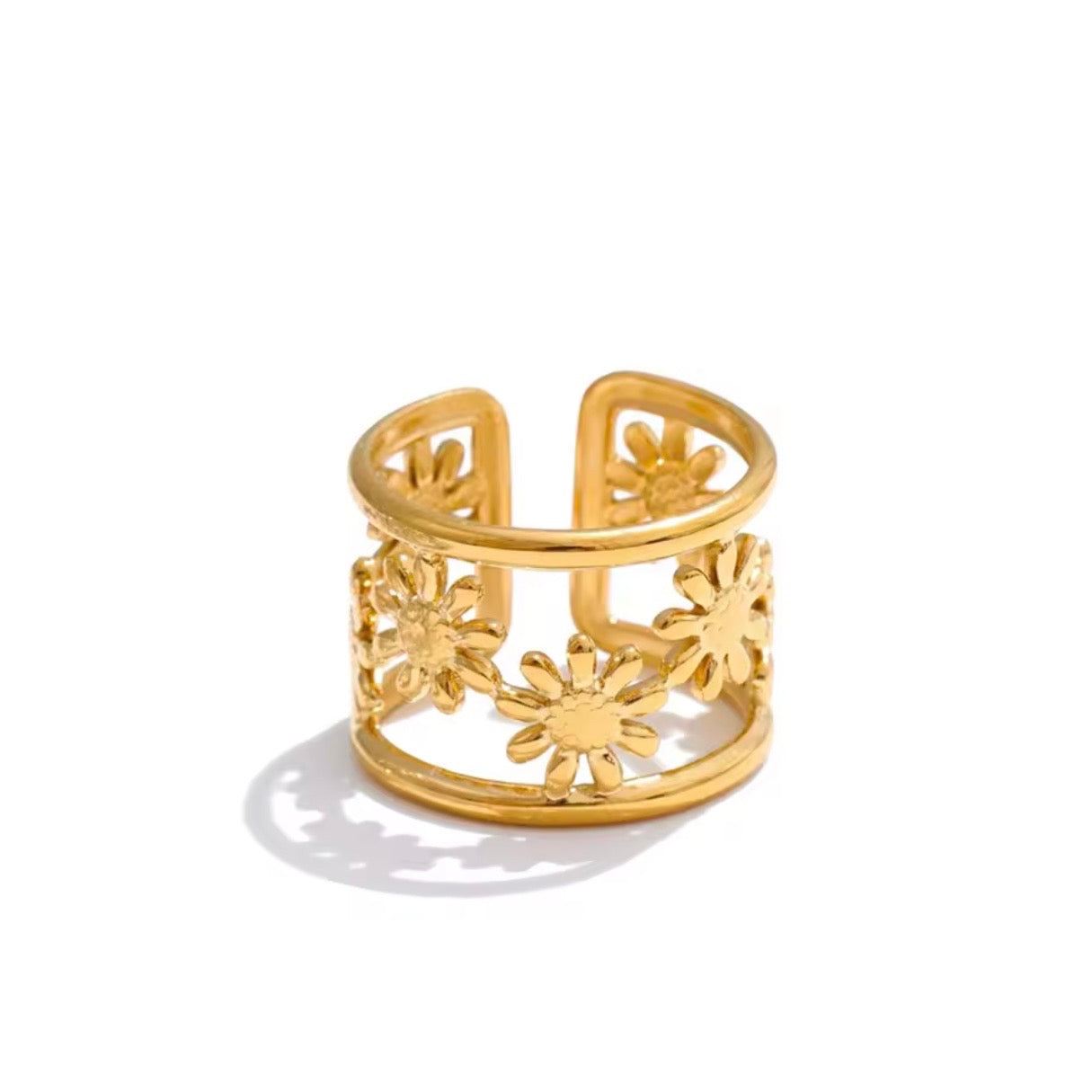 Flower Hollow Open Adjustable Ring