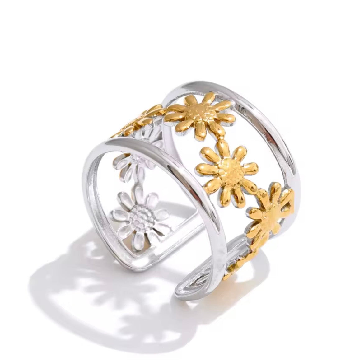 Flower Hollow Open Adjustable Ring