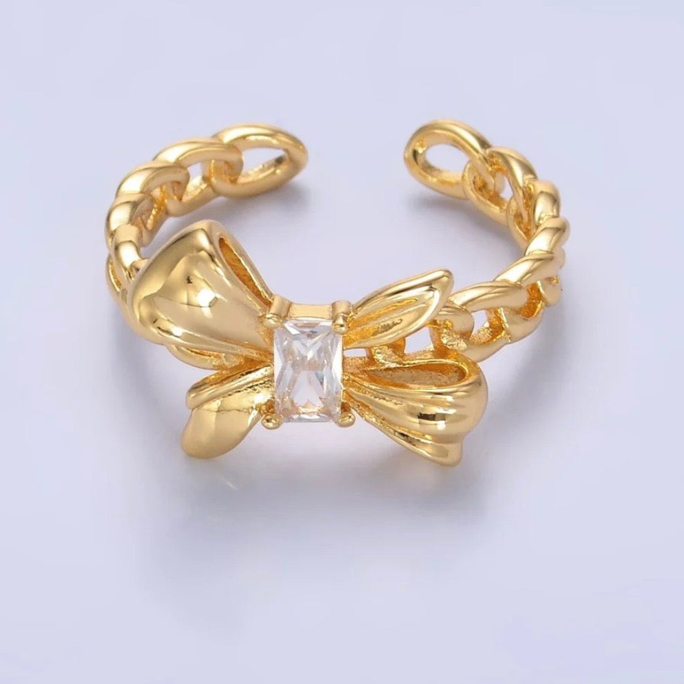 Baguette Ribbon Chain Ring