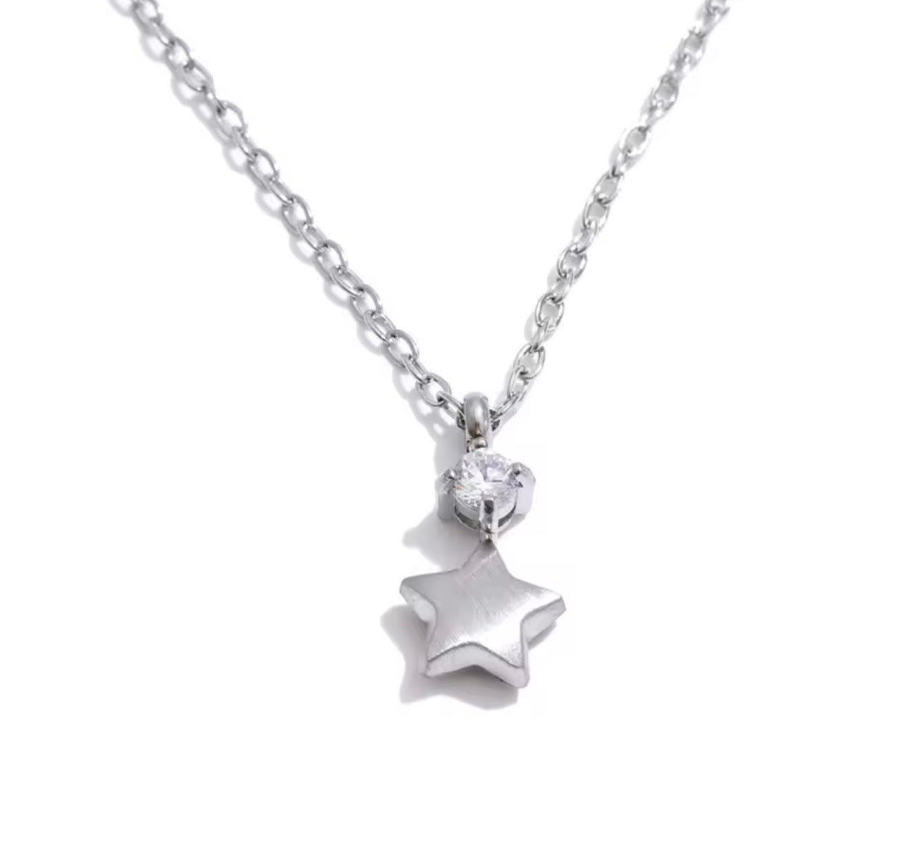 Cubic Zirconia Golden Star Necklace
