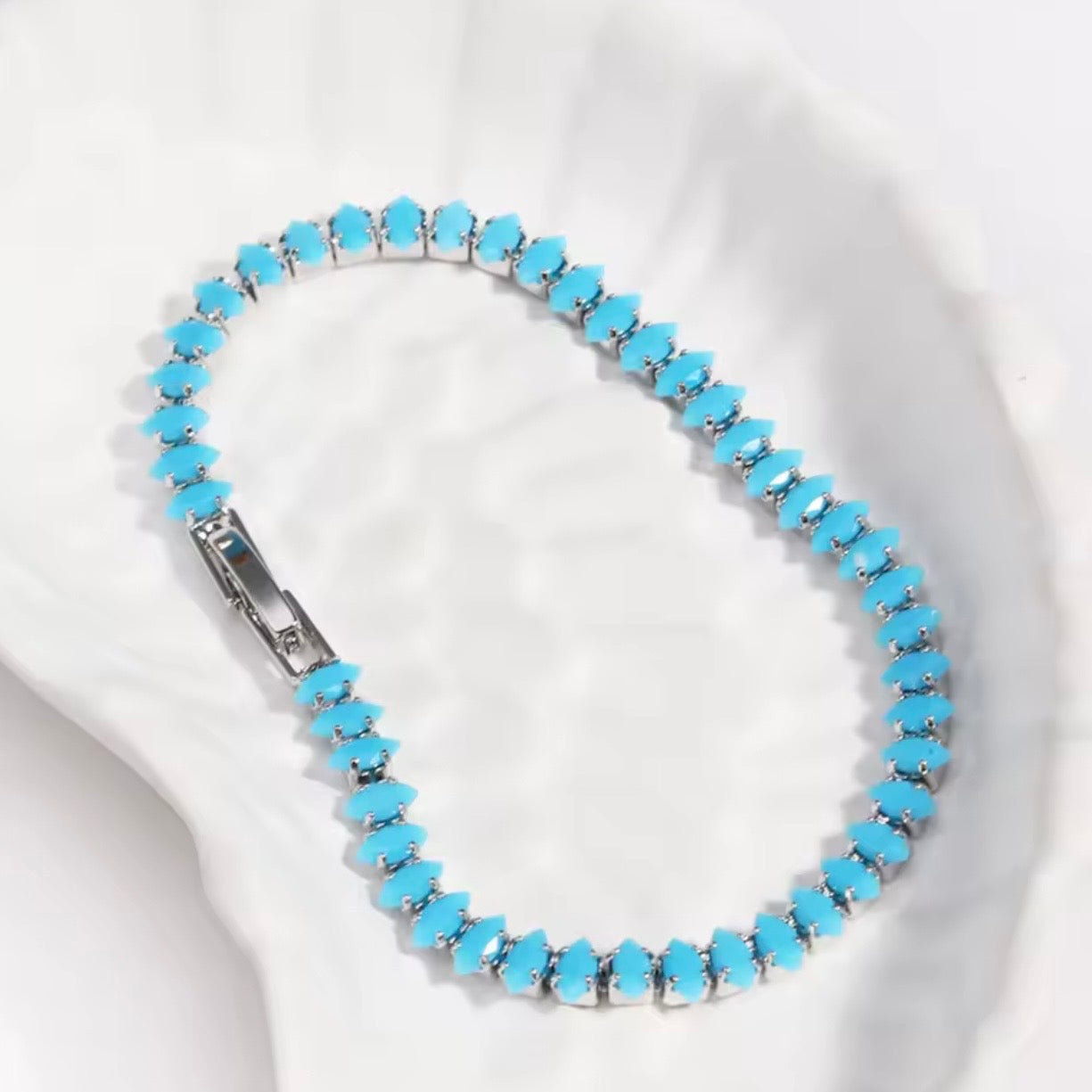 Blue Tide Silver Tennis Bracelet