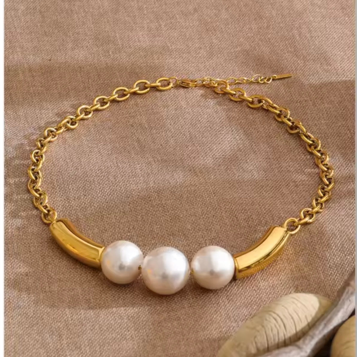 Golden Pearl Statement Necklace