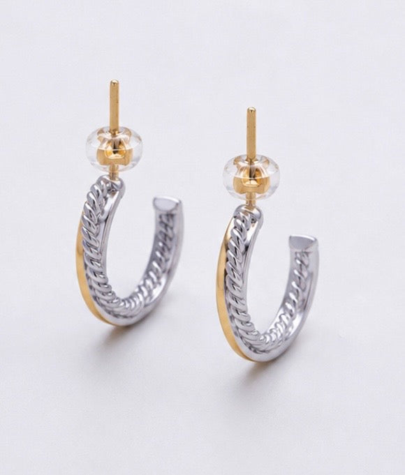 Two Tone Twisted Rope Earring