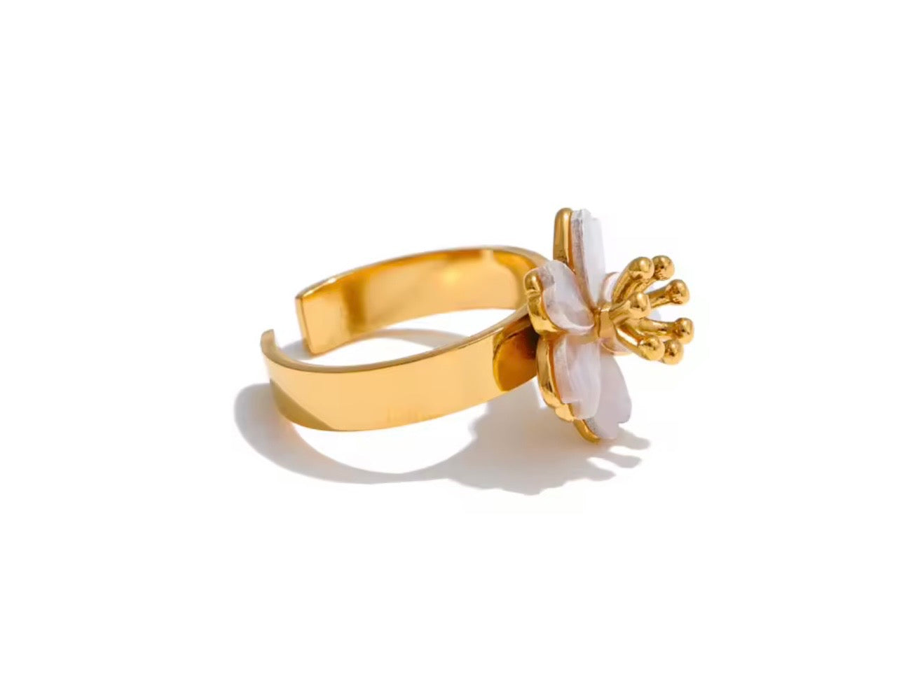 Golden Blossom Shell Ring
