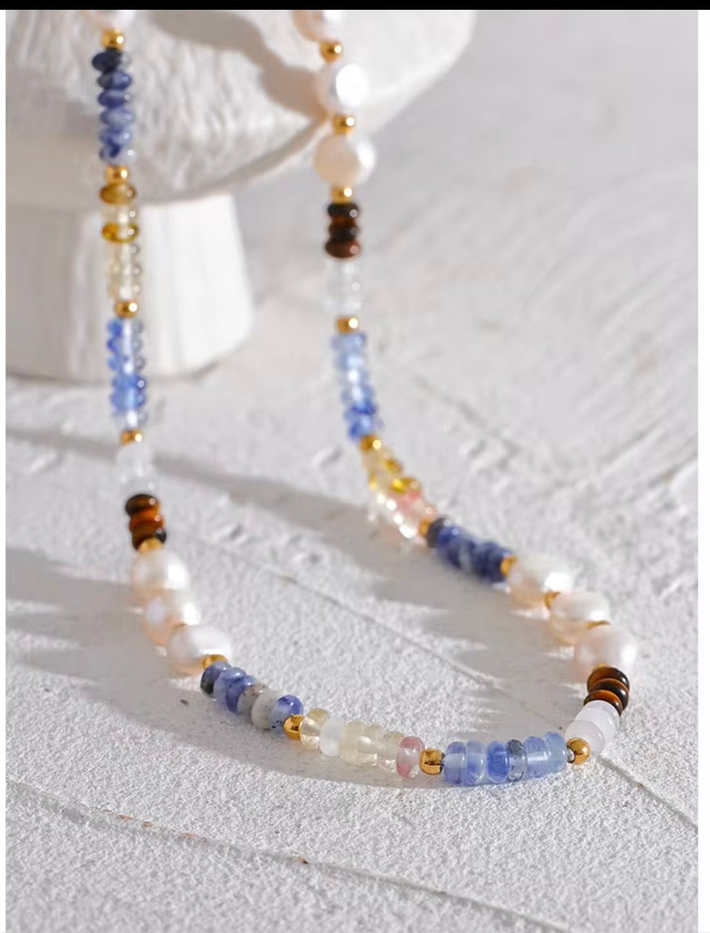 Blue Horizon Pearl Beaded Necklace