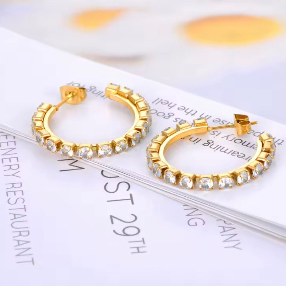 CZ Glimmer Row Hoops