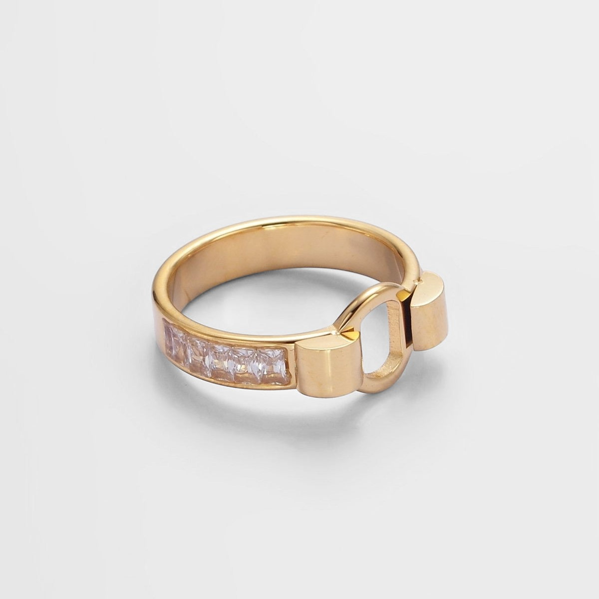 Open Round Baguette Lined Ring