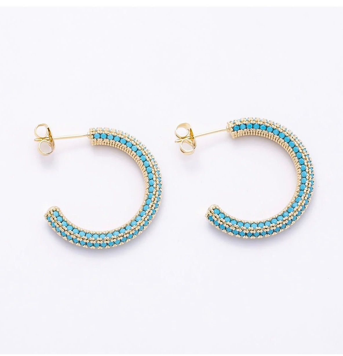 Turquoise Micro Paved CZ Earring