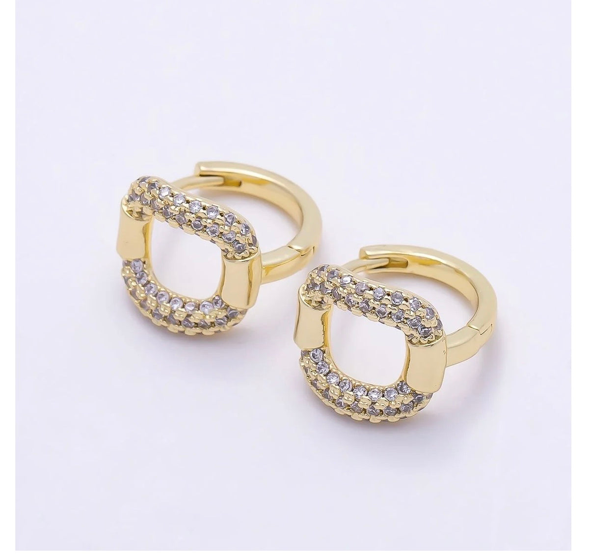 Open Square CZ Huggie Hoop