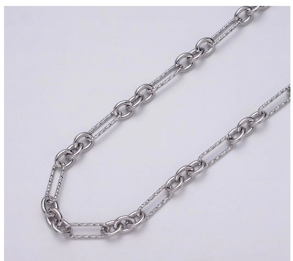 Hammered Figaro Fancy Silver Chain