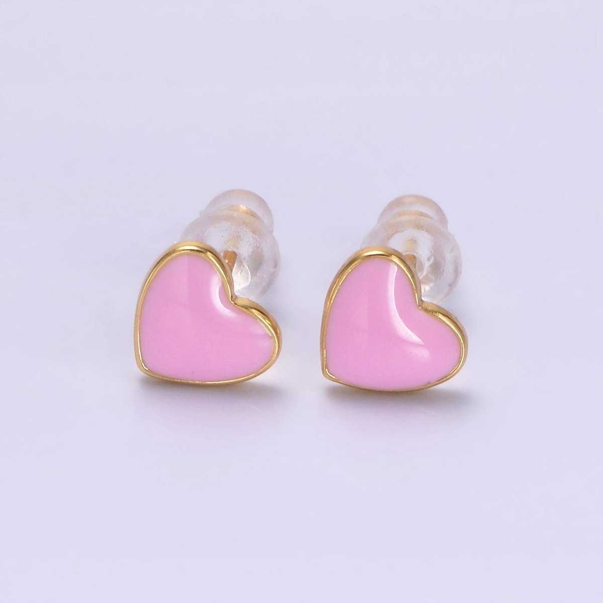 Enamel Heart Stud Earrings