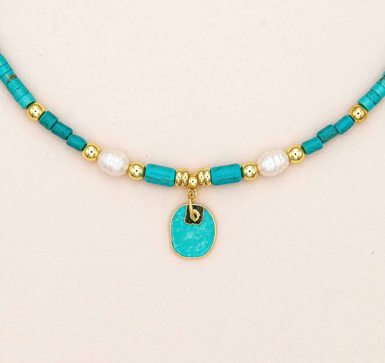 Handmade Ocean Pearl and Turquoise Necklace