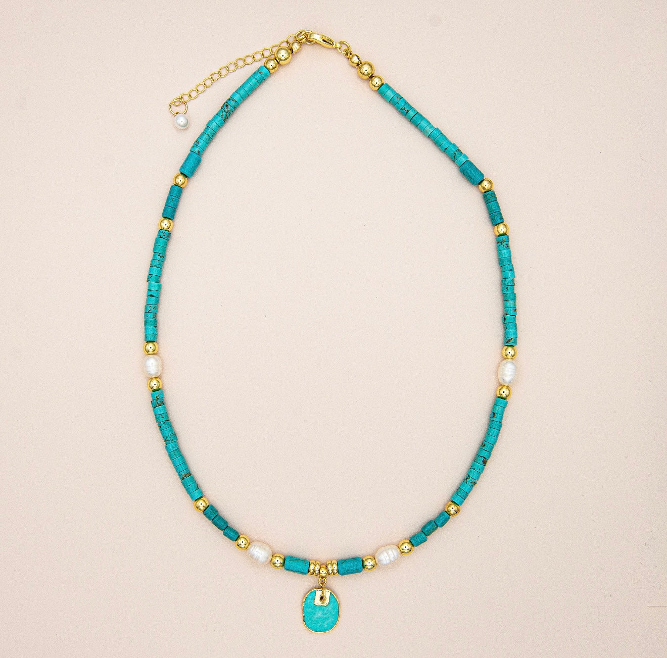 Handmade Ocean Pearl and Turquoise Necklace