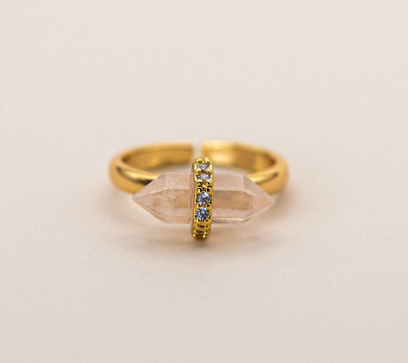 Natural Gemstone Micro Paved CZ Ring