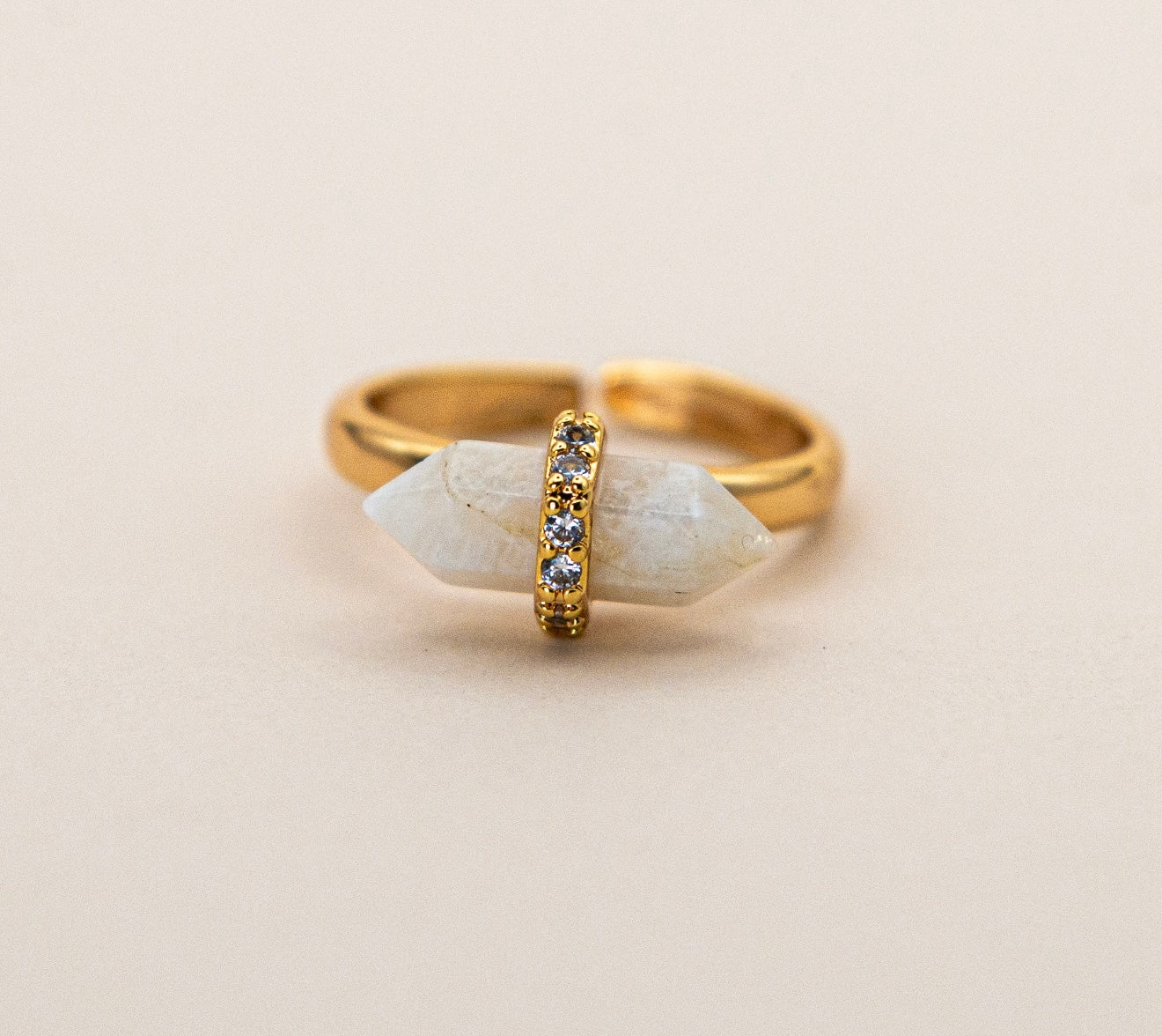 Natural Gemstone Micro Paved CZ Ring