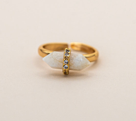 Natural Gemstone Micro Paved CZ Ring